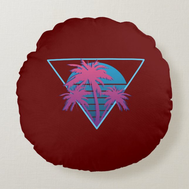 Coussins Ronds Logo Retro Palm Trees (Devant)