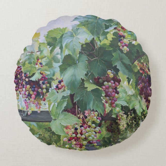 Coussins Ronds Loire Valley Vineyard – French Grape Painting (Devant)