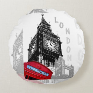 Coussins Ronds London Big Ben Red Téléphone
