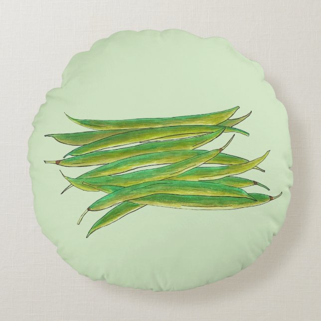 Coussins Ronds Long haricots verts légumes Jardin Légume Veg (Devant)
