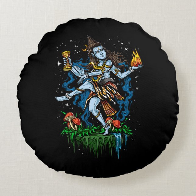 Coussins Ronds Lord Shiva Nataraja Danser le Dieu hindou (Devant)