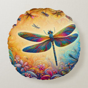 Coussins Ronds L'Oreiller à lancer de la libellule