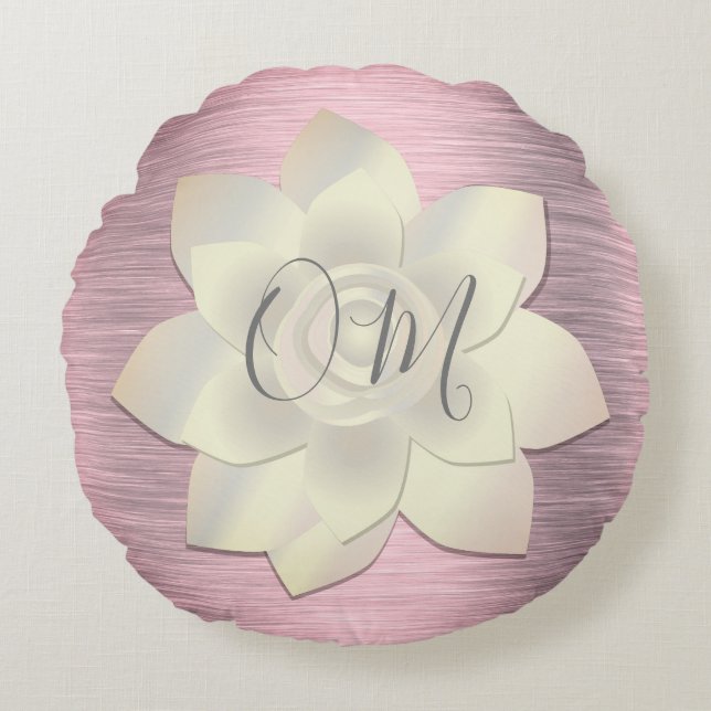 Coussins Ronds Lotus OM élégant rose  (Devant)