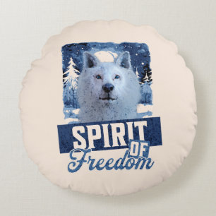 Coussins Ronds Loup Arctique Esprit de liberté Création faunique
