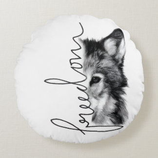 Coussins Ronds Loup de la liberté - Art minimaliste en ligne
