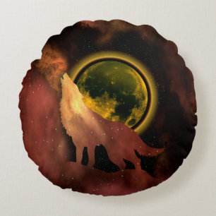COUSSINS RONDS LOUP HURLANT DANS LA GALAXIE DE LA LUNE SPATIALE