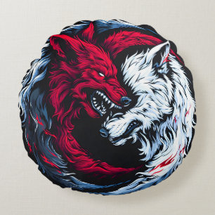 Coussins Ronds Loup lunaire double sauvage