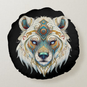 Coussins Ronds Loup spirituel amérindien