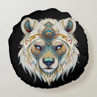 Coussins Ronds Loup spirituel amérindien