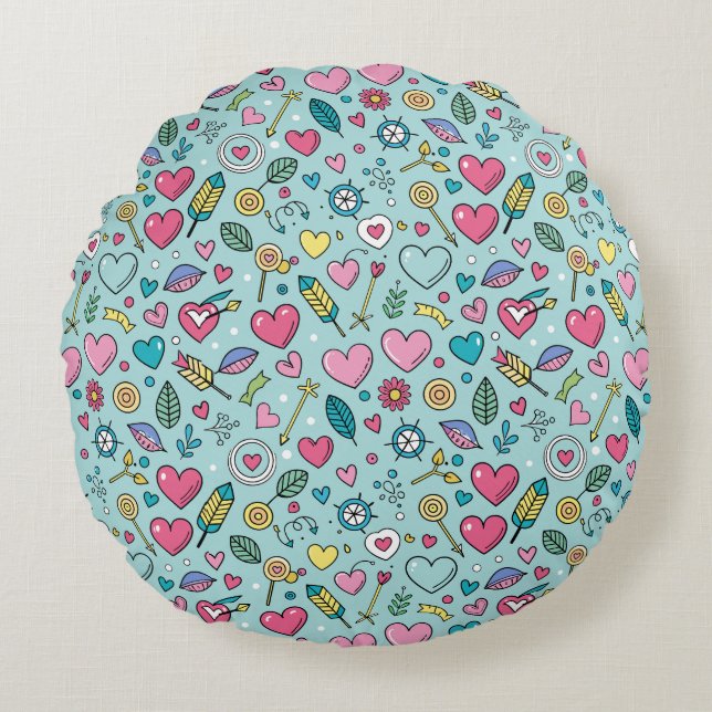 Coussins Ronds Love Doodle Tapestry (Devant)