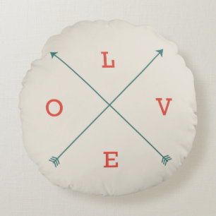 Coussins Ronds Love Modern Arrow Typographie Art Minimaliste