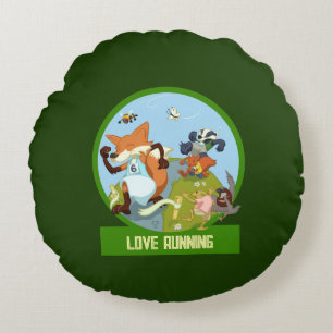 Coussins Ronds Love Runny Funny Woodland Animal Race Cartoon