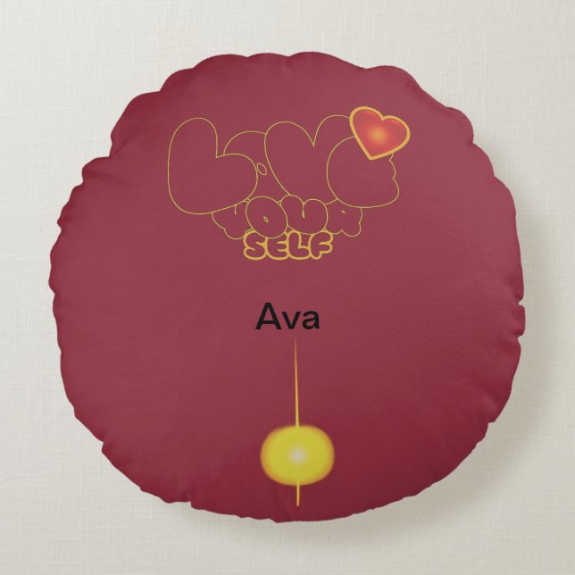 Coussins Ronds Love Yourself Inspirational Word Art (Devant)