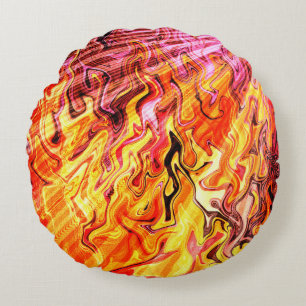 Coussins Ronds Lumière du soleil à travers les flammes......