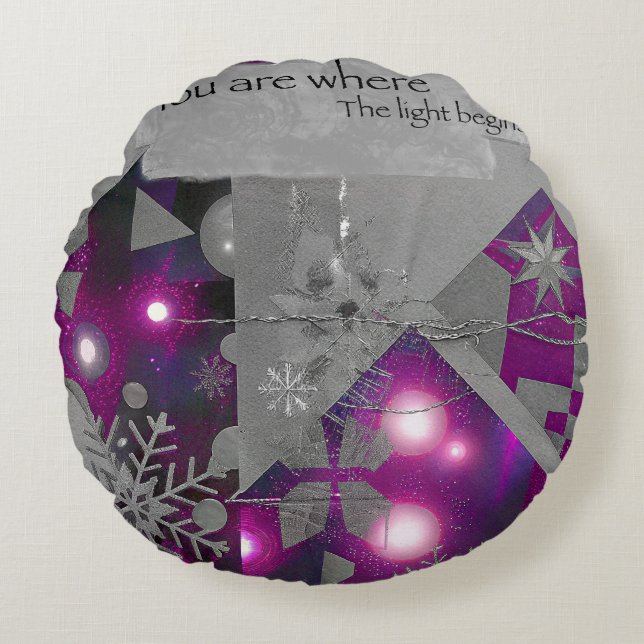 Coussins Ronds Lumière Précieuse – Pouf Rond Violet Gem (Devant)