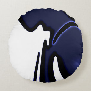 Coussins Ronds Lune bleue : Bleu Abstrait, Blanc & Noir