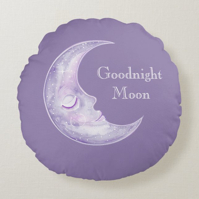 Coussins Ronds Lune de bonne nuit violette (Devant)