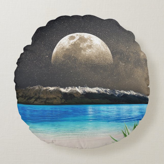 Coussins Ronds Lune Et Plage (Devant)