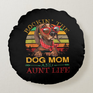Coussins Ronds Lunettes Dachshund Rockin Chien Maman Cadeau Pour