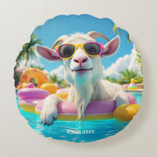 Coussins Ronds Lunettes de soleil flottantes de chèvre mignonnes