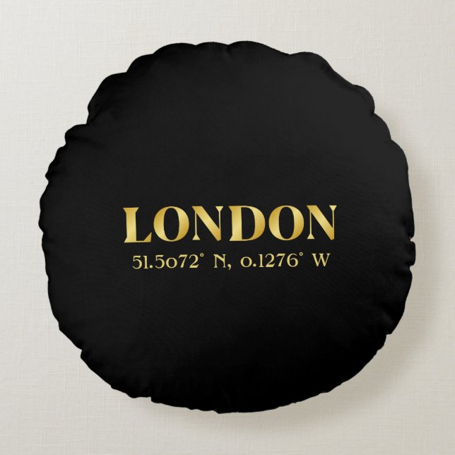 Coussins Ronds Lux Gold London Latitude & Longitude (Devant)
