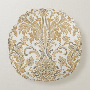 Coussins Ronds Luxe, Classique, Élégant, Motif beige doré