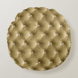 Coussins Ronds Luxe Glam Warm Gold Red Faux Velvet