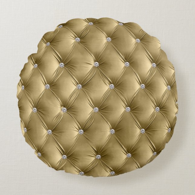 Coussins Ronds Luxe Glam Warm Gold Red Faux Velvet (Devant)