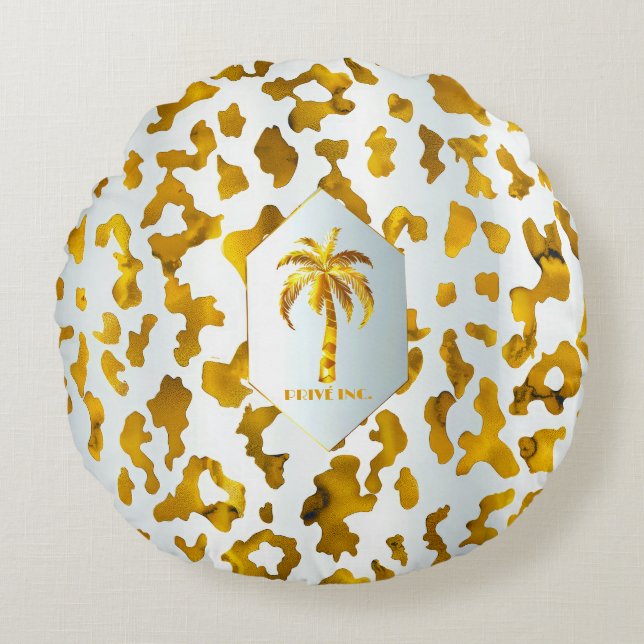 Coussins Ronds Luxe Gold Palm Safari Chic Décor (Devant)
