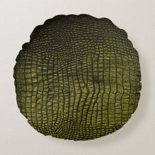 Coussins Ronds Luxueuse texture de peau de crocodile foncé.