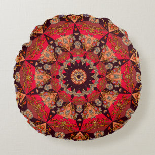 Coussins Ronds Luxueux mandala sans couture, starry floral.