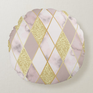 Coussins Ronds Luxueux Marbre Golden Géométrique