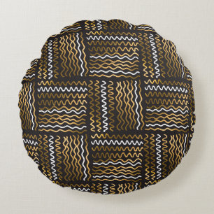 Coussins Ronds Luxueux motif sans couture dessinée à la main.