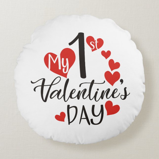 Coussins Ronds Ma 1ère Saint Valentin (Devant)