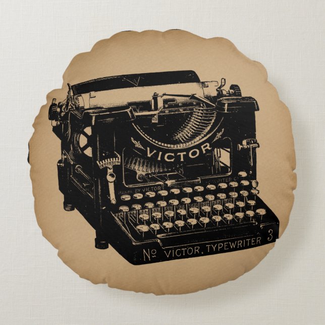 Coussins Ronds Machine à écrire d'époque (Devant)