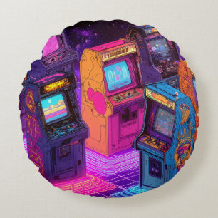 Coussins Ronds Machines de jeux vidéo rétro