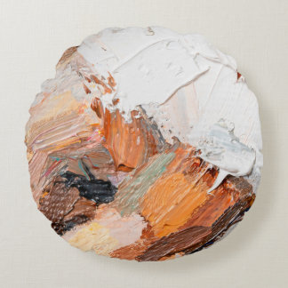 Coussins Ronds Macro. Art Abstrait. Huile de pâte gaufrée express