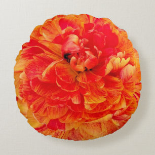 Coussins Ronds Macroenregistrement d'une fleur rouge