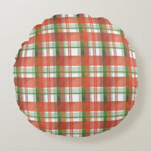 Coussins Ronds Madras Plaid Noël