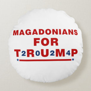 Coussins Ronds Magadoniens pour Trump 2024 Red Blue Star
