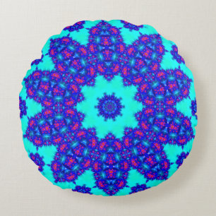 Coussins Ronds  Magic Blue kaleidoscope flourished