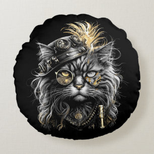 Coussins Ronds Magnifique chat Steampunk