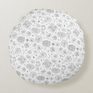 Coussins Ronds Magnifique conception florale botanique