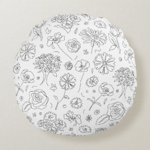 Coussins Ronds Magnifique conception florale botanique
