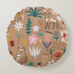 Coussins Ronds Magnifique conception florale botanique