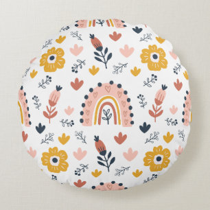 Coussins Ronds Magnifique conception florale botanique