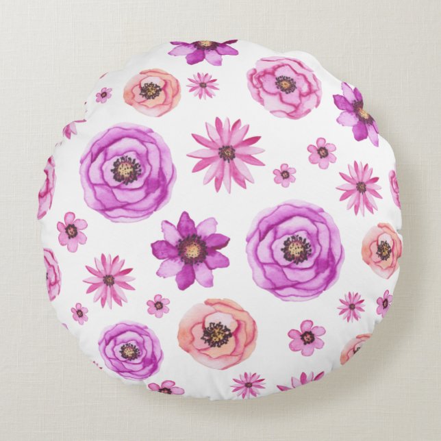 Coussins Ronds Magnifique conception florale botanique (Devant)