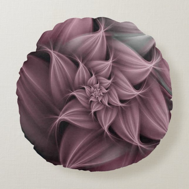 Coussins Ronds Magnifique fleur rose fractale  (Devant)
