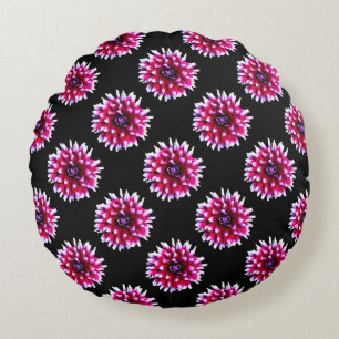 Coussins Ronds Magnifique motif de fleur de dahlia rose Nature