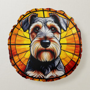 Coussins Ronds Magnifique œuvre d'art en verre coloré représentan